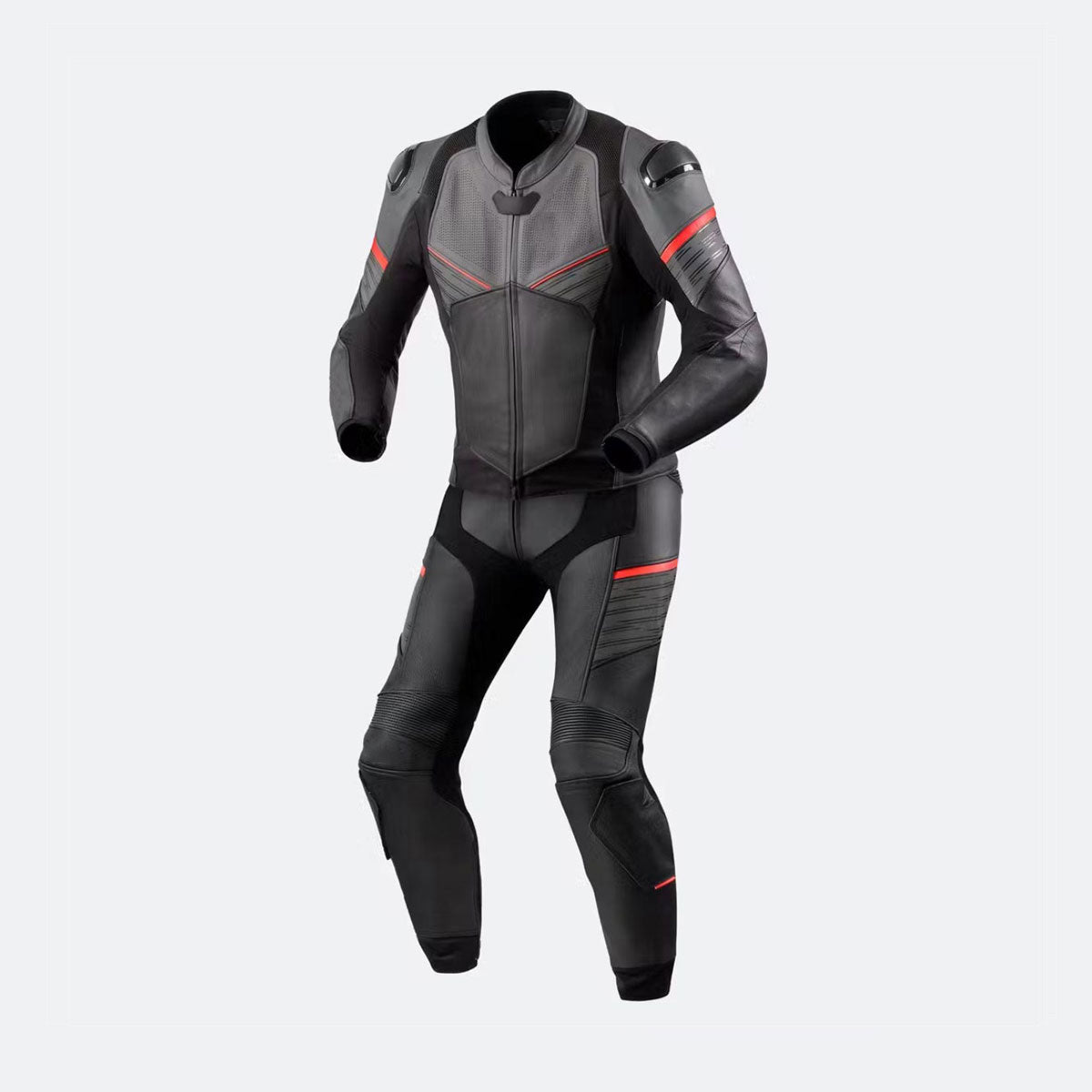 Redline Racer Black Leather Biker Suit