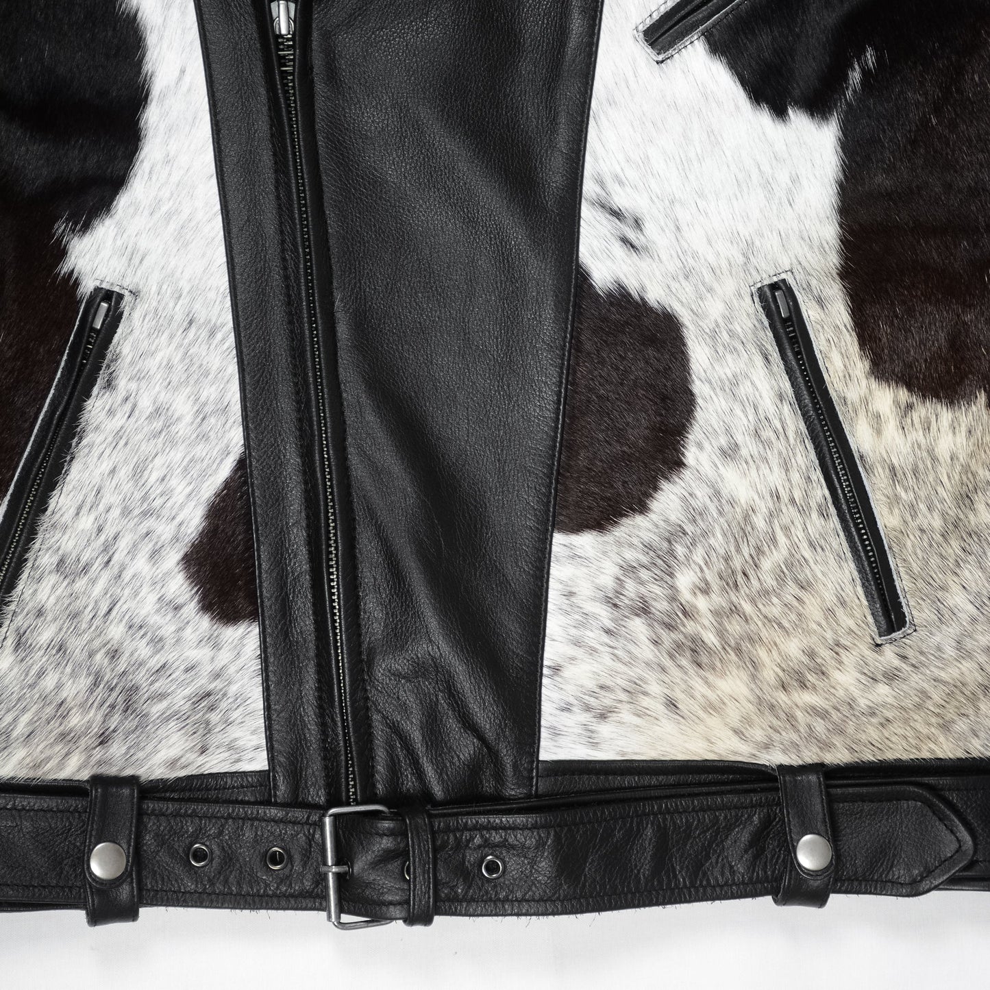 Cowhide Moto Jacket with Hair-On Panels
