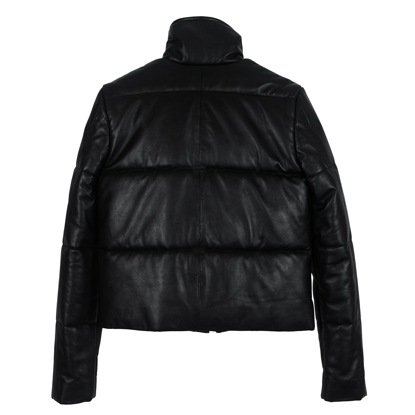 Black Puffer Leather Jacket