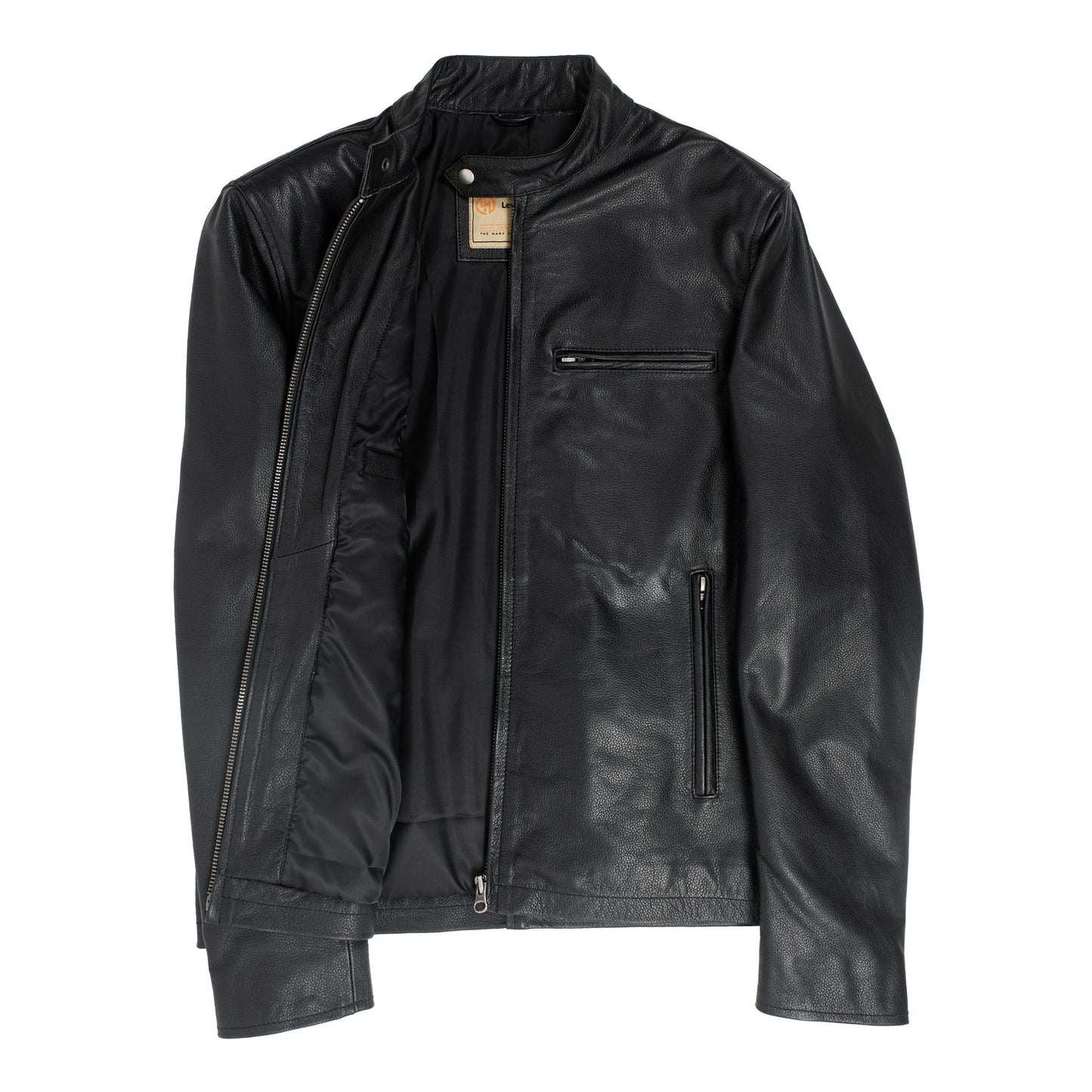 Black Calfskin Leather Biker Jacket