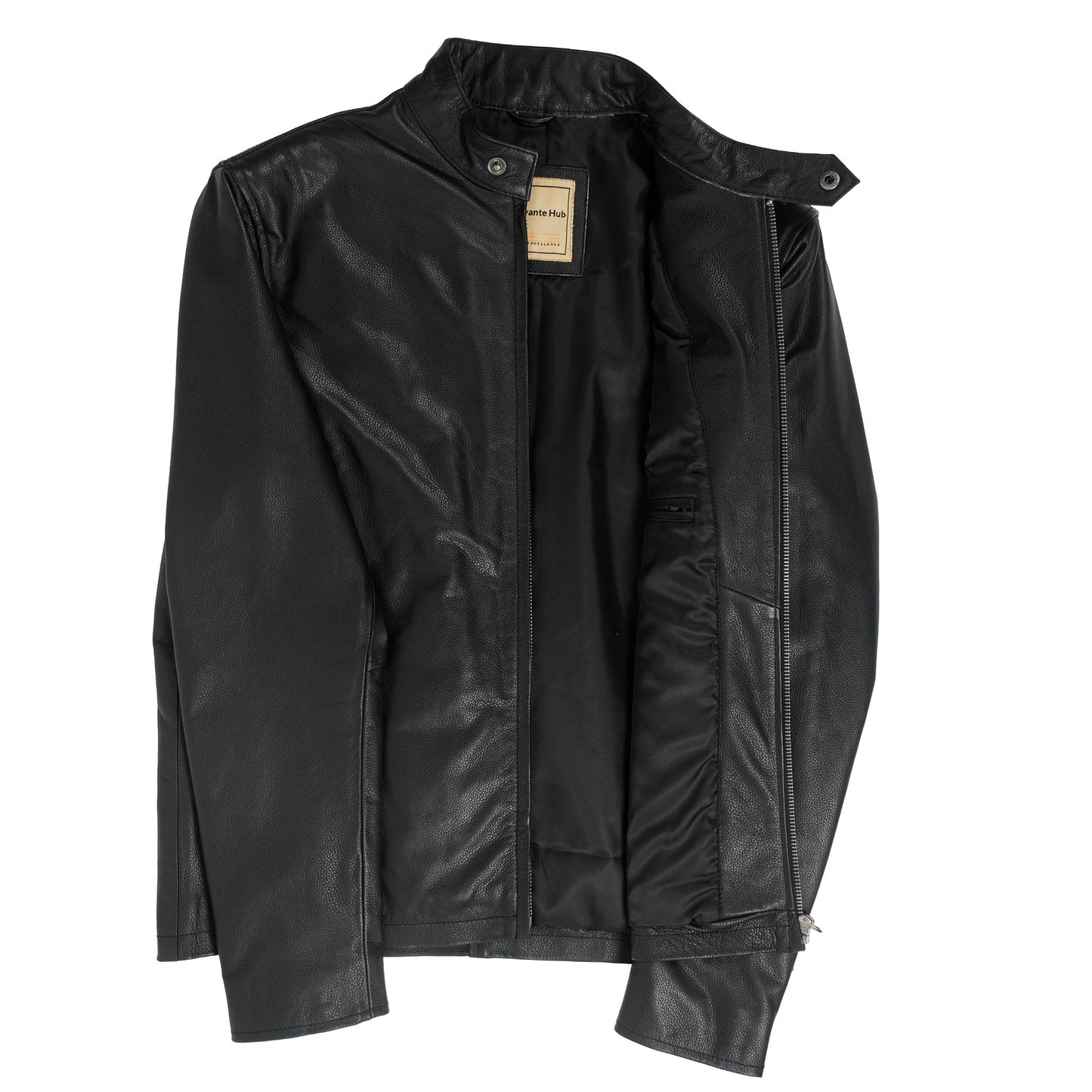 Black Calfskin Leather Biker Jacket