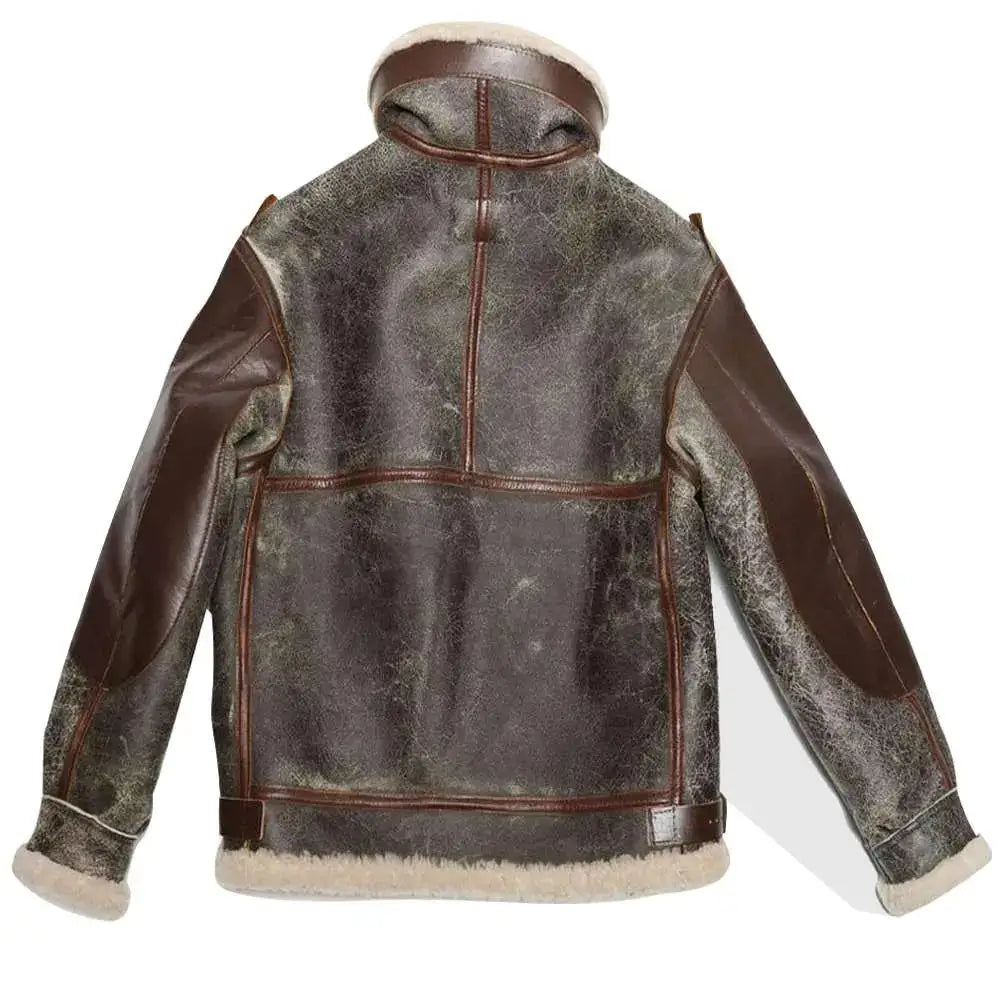 Men's B-3 Vintage Distressed Leather Bomber Jacket