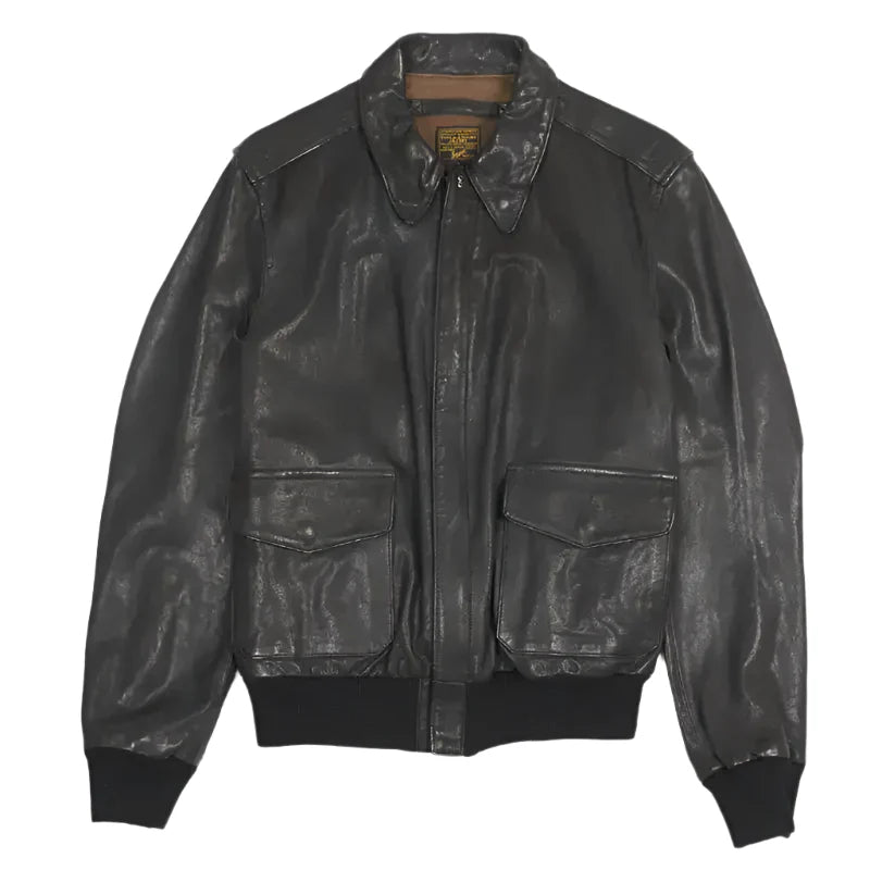 Men's Black A-2 Lambskin Leather Jacket