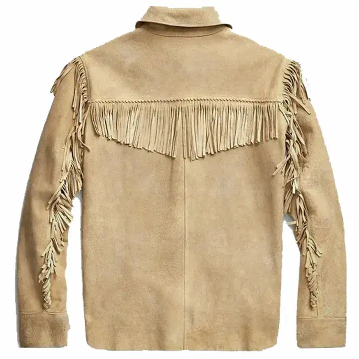 Men's Brown Suede Western Fringe Leather Jacket