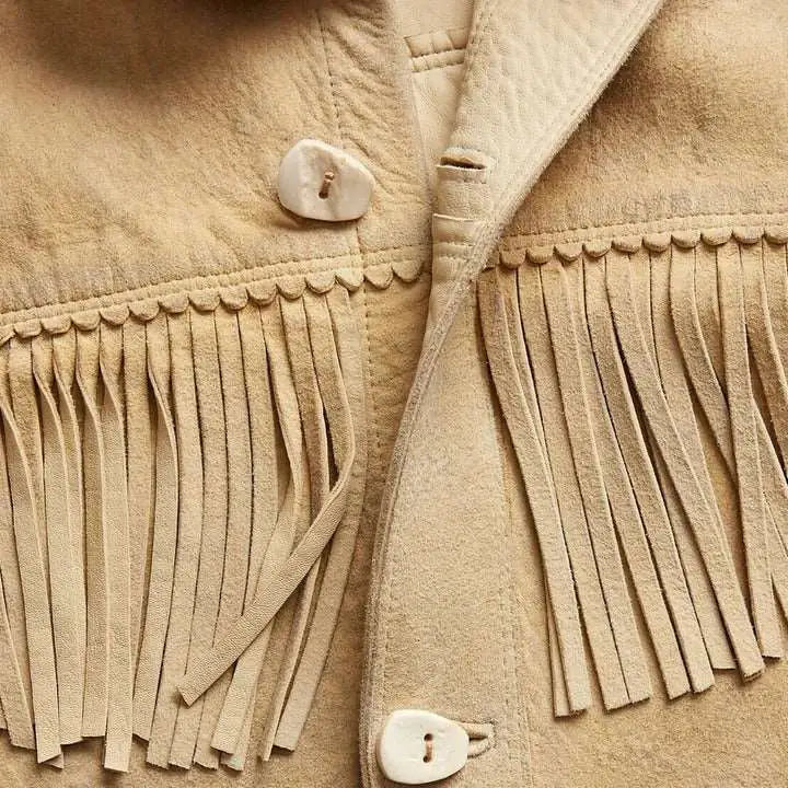 Men's Brown Suede Western Fringe Leather Jacket