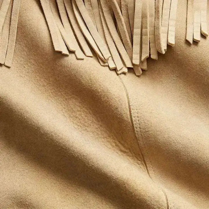 Men's Brown Suede Western Fringe Leather Jacket
