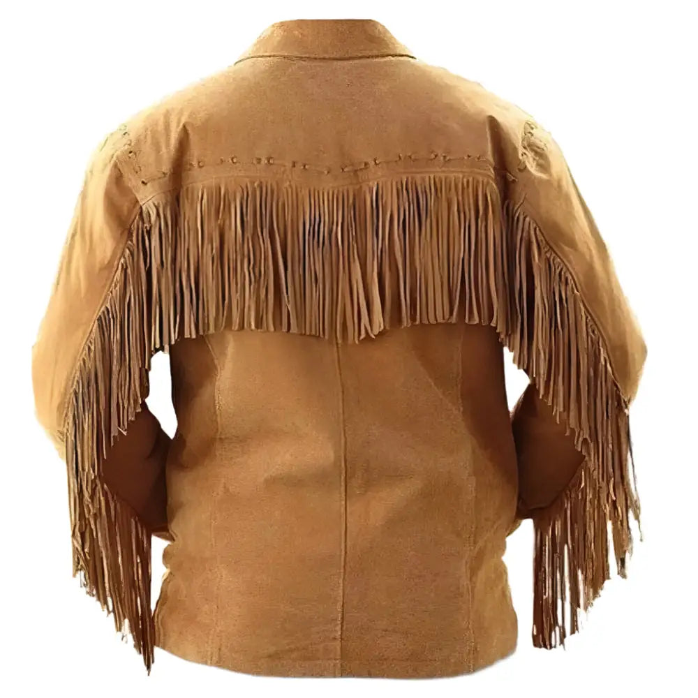 Men's Brown Suede Western Fringe Leather Jacket