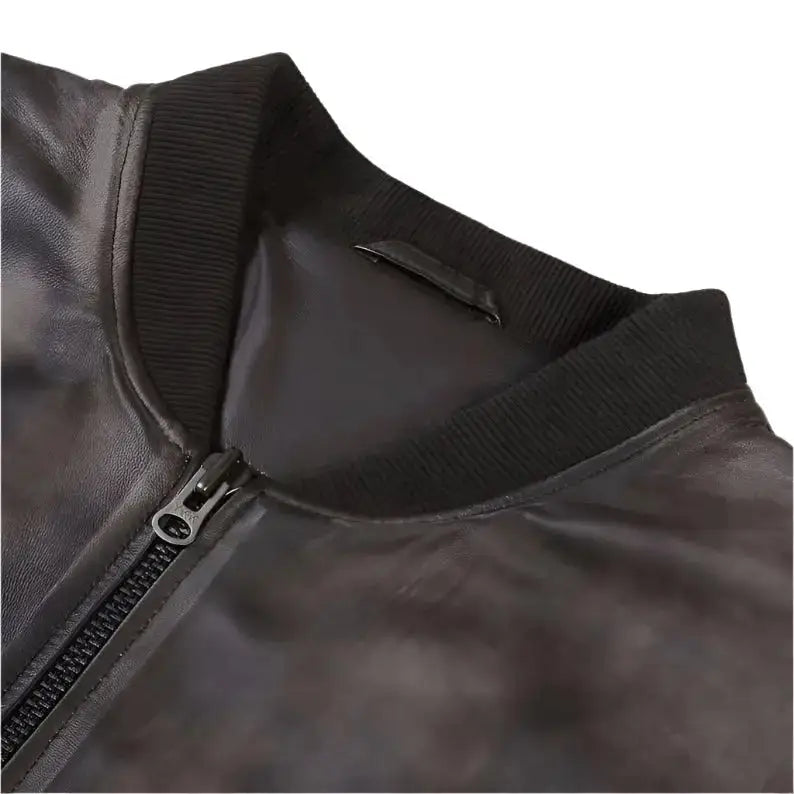 Distressed Leather Varsity Jacket