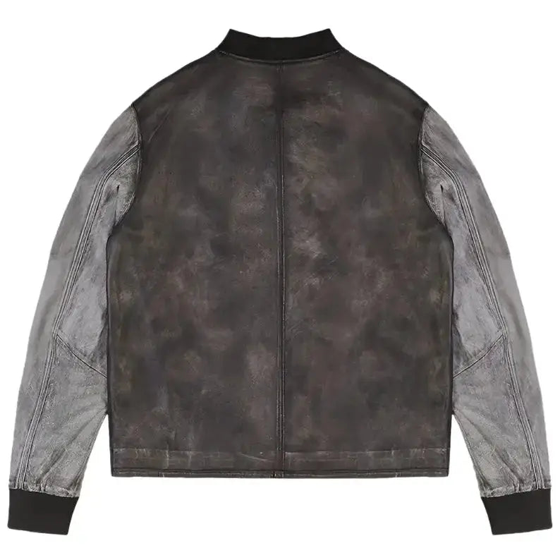 Distressed Leather Varsity Jacket