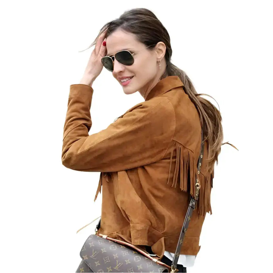 Women's Genuine Suede Leather Western Fringe Vintage Jacket