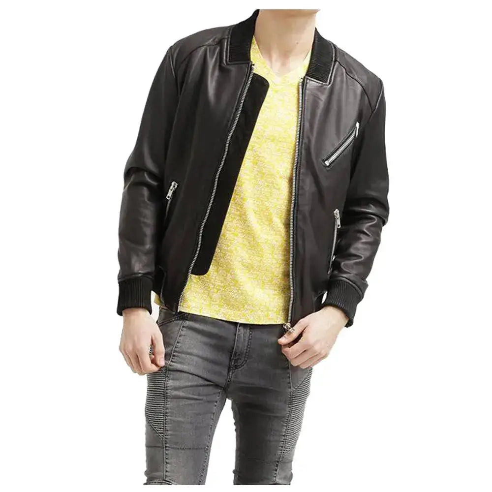 Premium Native American Leather Bomber Jacket