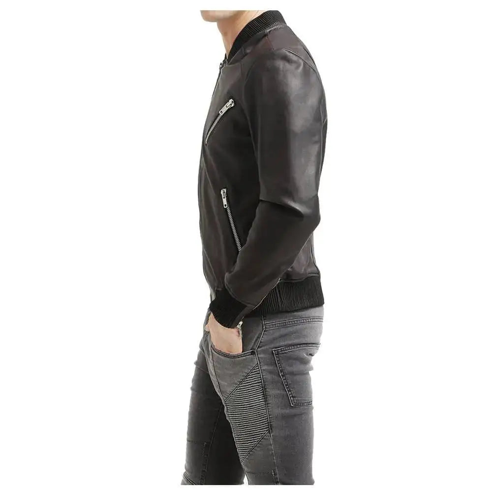 Premium Native American Leather Bomber Jacket