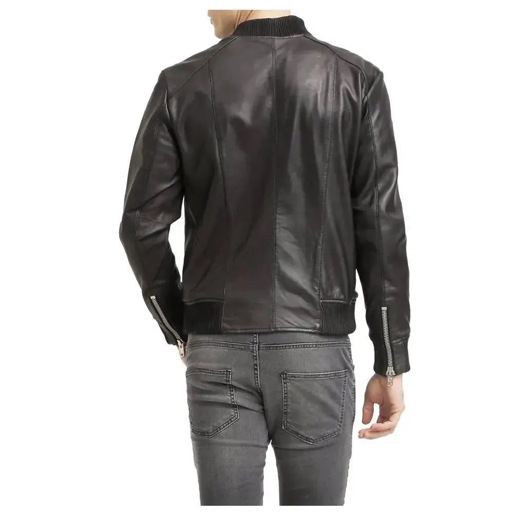 Premium Native American Leather Bomber Jacket