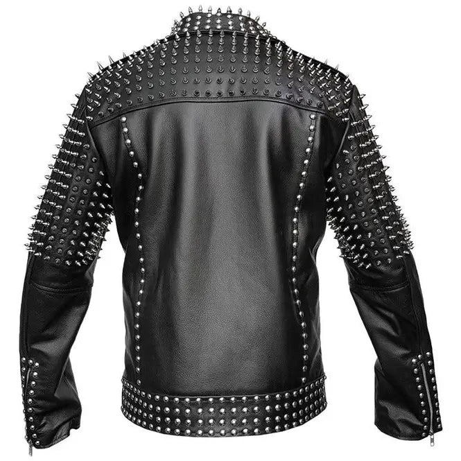 Men’s Spiked Real Leather Studded Jacket