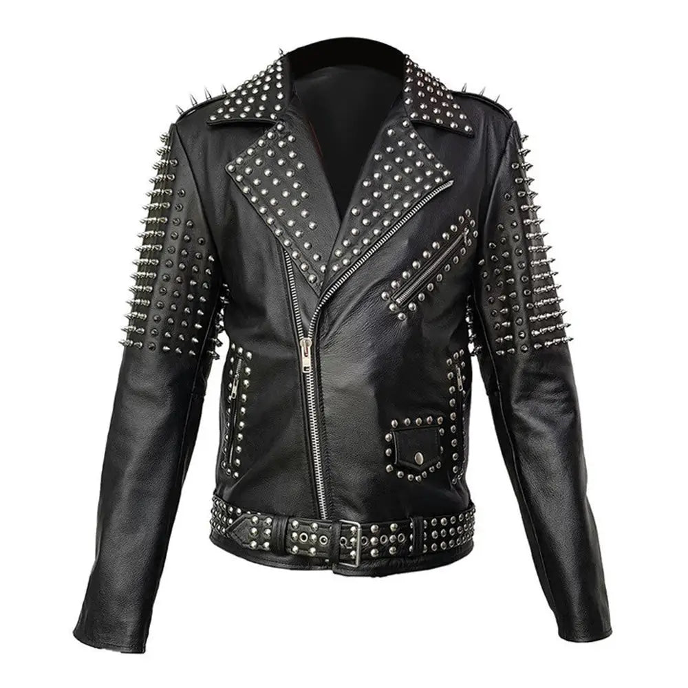 Men’s Spiked Real Leather Studded Jacket