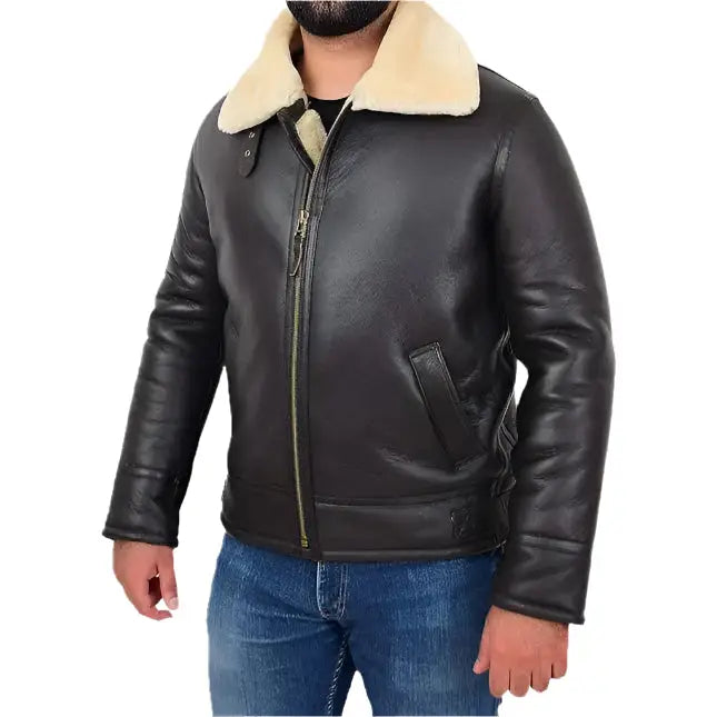Men’s B3 Bomber Aviator Sheepskin Shearling Flying Coat