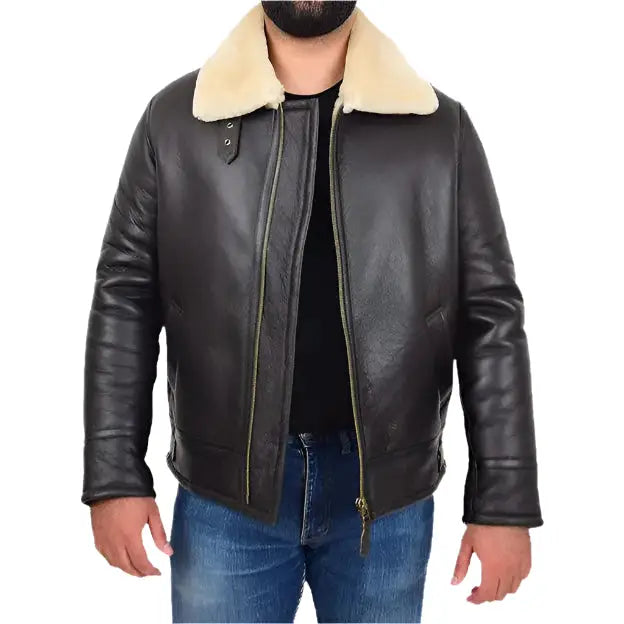 Men’s B3 Bomber Aviator Sheepskin Shearling Flying Coat
