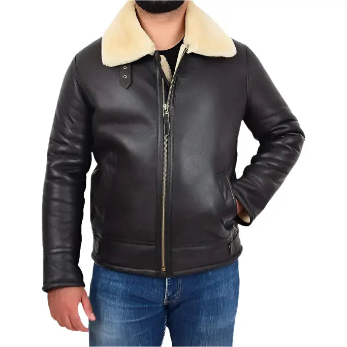 Men’s B3 Bomber Aviator Sheepskin Shearling Flying Coat