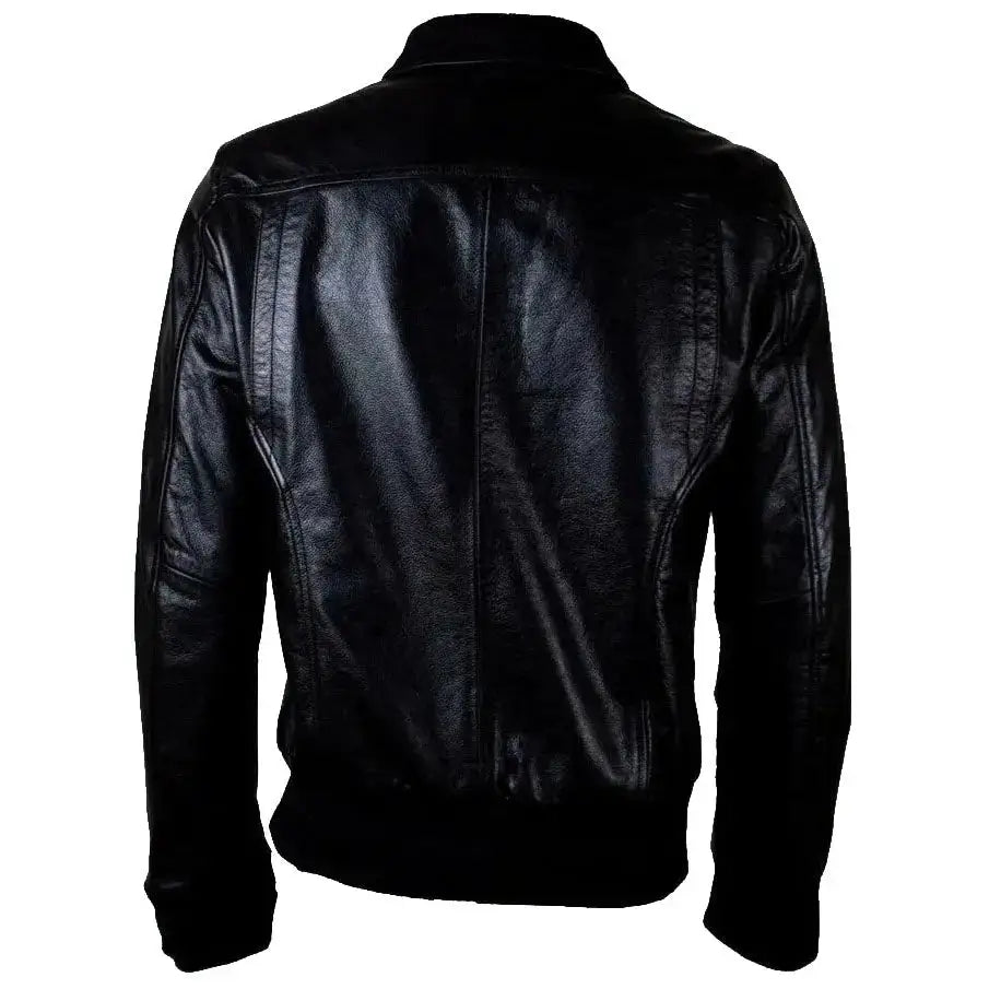Mens Genuine Leather Bomber Jacket