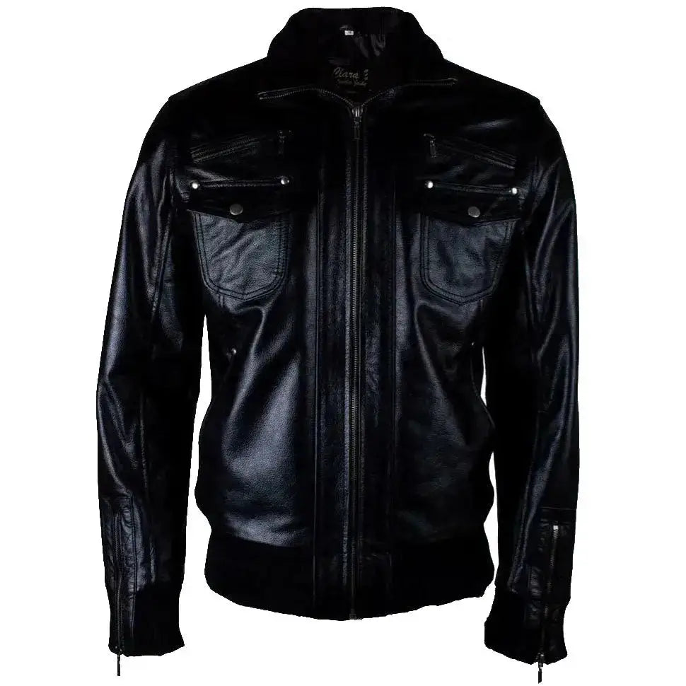 Mens Genuine Leather Bomber Jacket