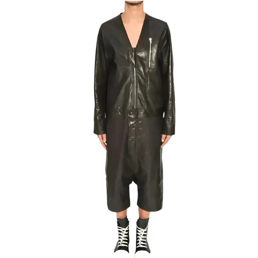 Men’s Black Leather Jumpsuit