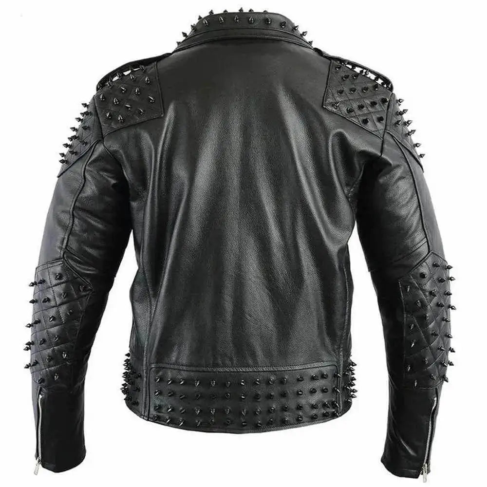 Men’s Black Studded Leather Biker Jacket