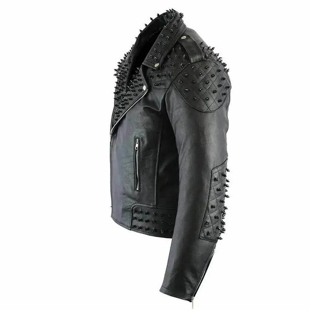 Men’s Black Studded Leather Biker Jacket