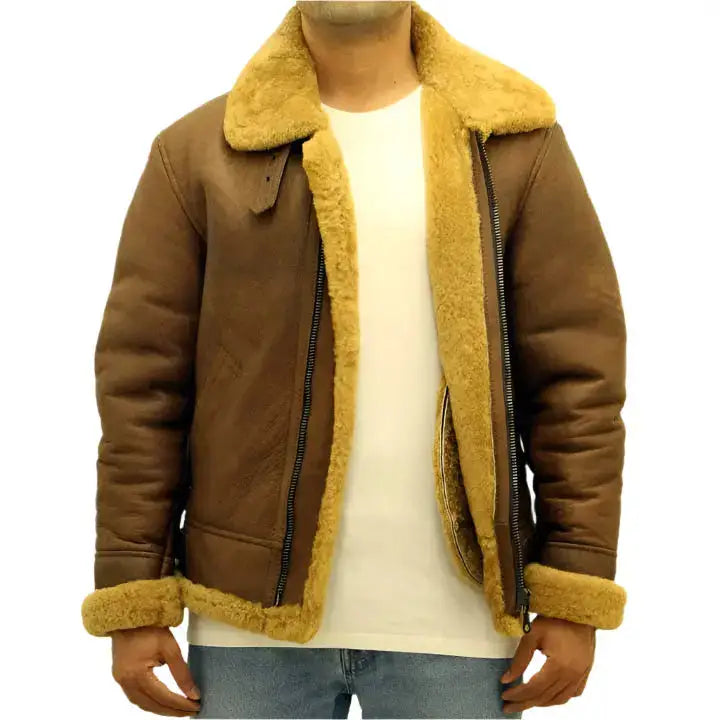Men’s Brown Aviator B3 Sheepskin Leather Jacket