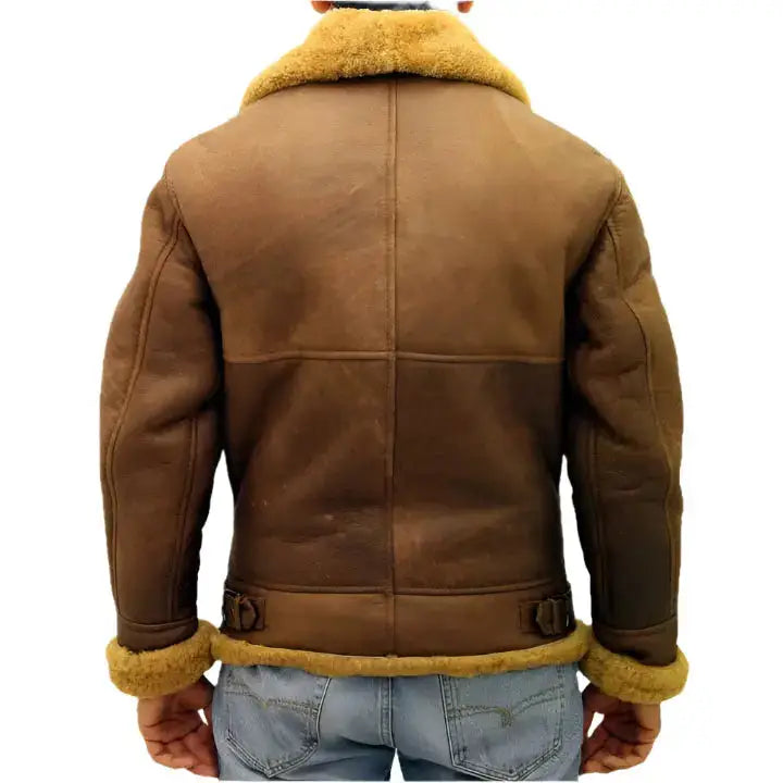 Men’s Brown Aviator B3 Sheepskin Leather Jacket