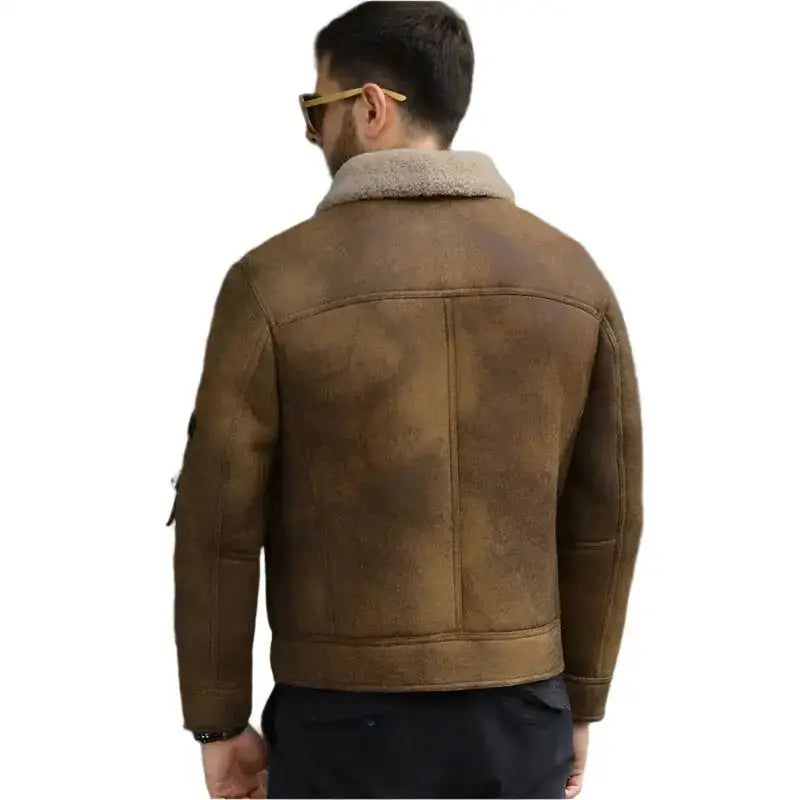 Men’s Brown Shearling B3 Bomber Jacket