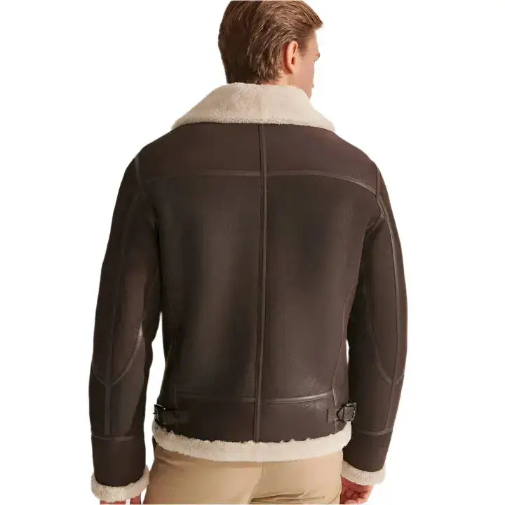 Mens Brown Shearling Aviator Jacket