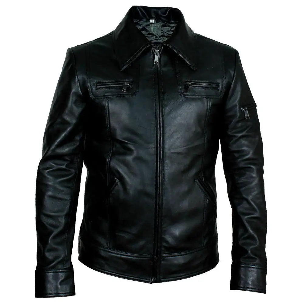 Mens Buster Slim Fit Leather Jacket