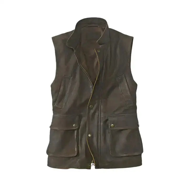 Men’s Dark Brown Munitions Leather Vest