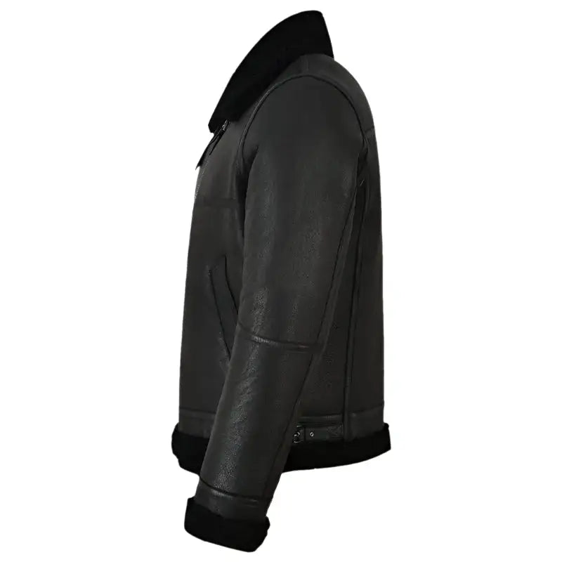 Men’s Jet Black Shearling Leather Jacket