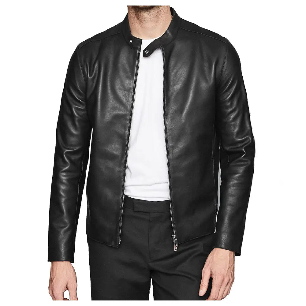 Men's Leather Café Racer Jacket