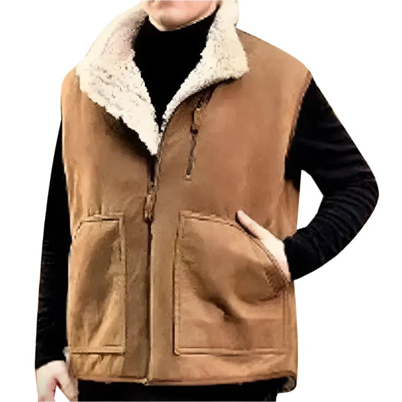 Mens Shearling B3 Bomber Vest Aviator Gilet