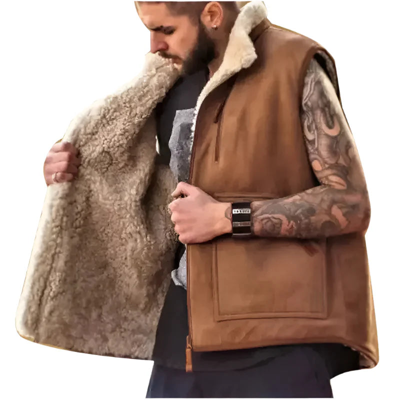 Mens Shearling B3 Bomber Vest Aviator Gilet