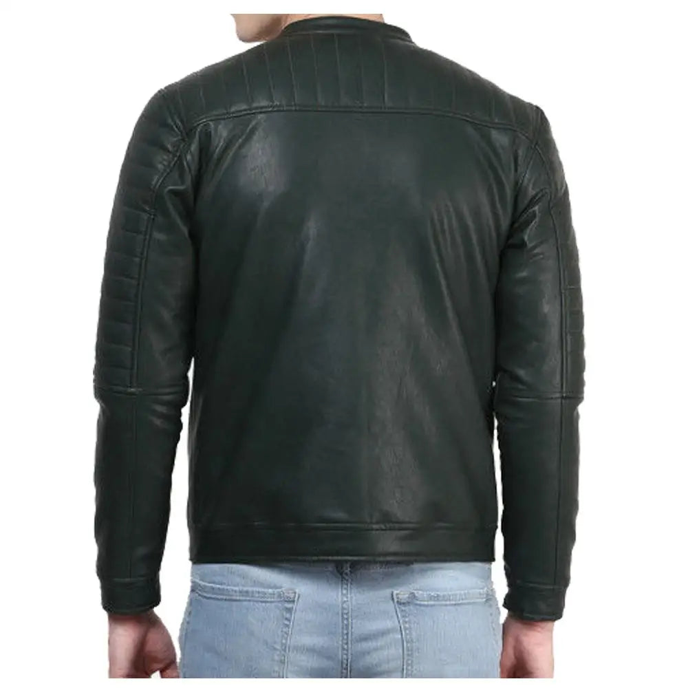 Men's Slim Fit Leather Biker Racer Jacket