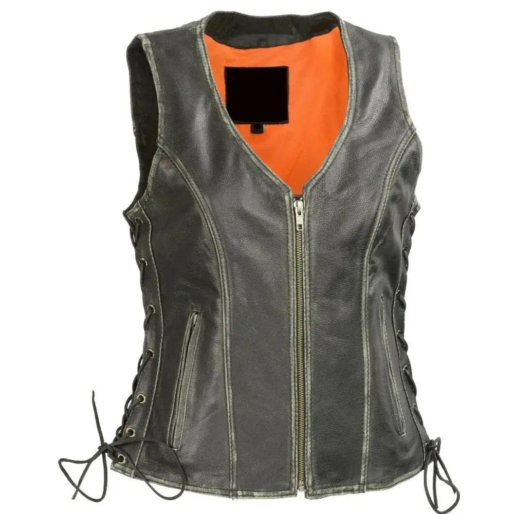 Women’s Gun Pocket Fashion Leather Vest