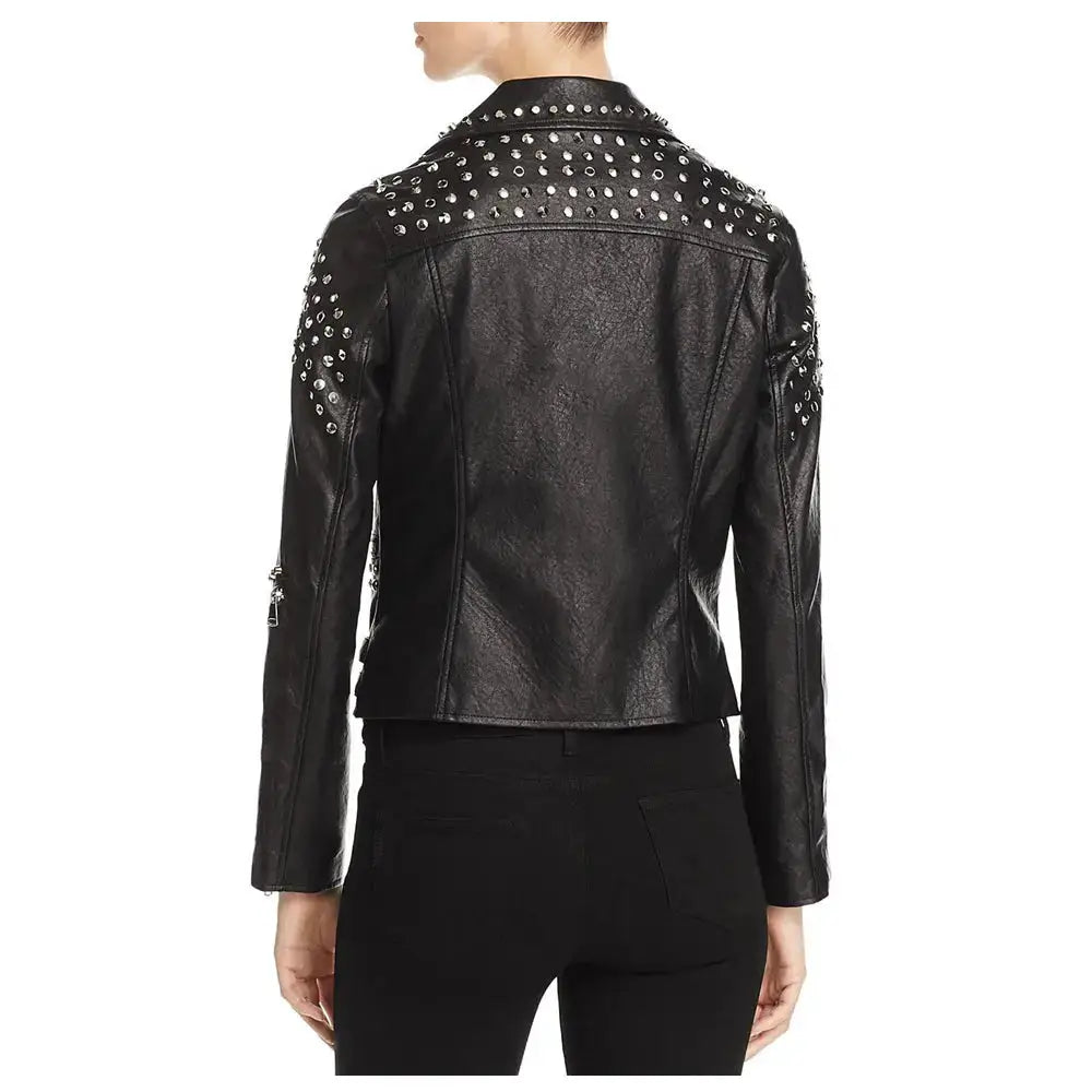 Women’s Studded Lambskin Leather Biker Jacket