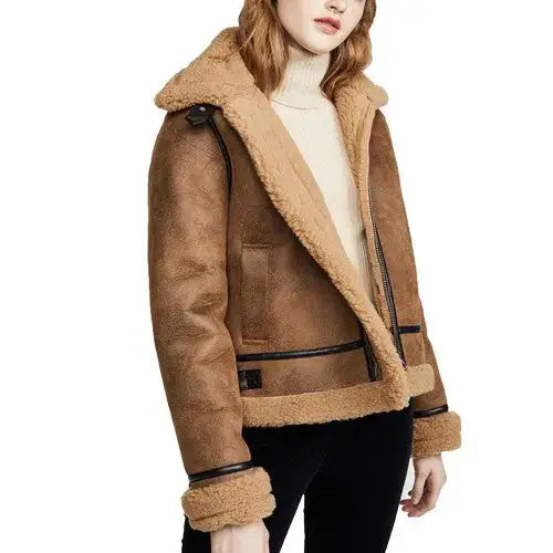 Women’s Brown Shearling Aviator Jacket