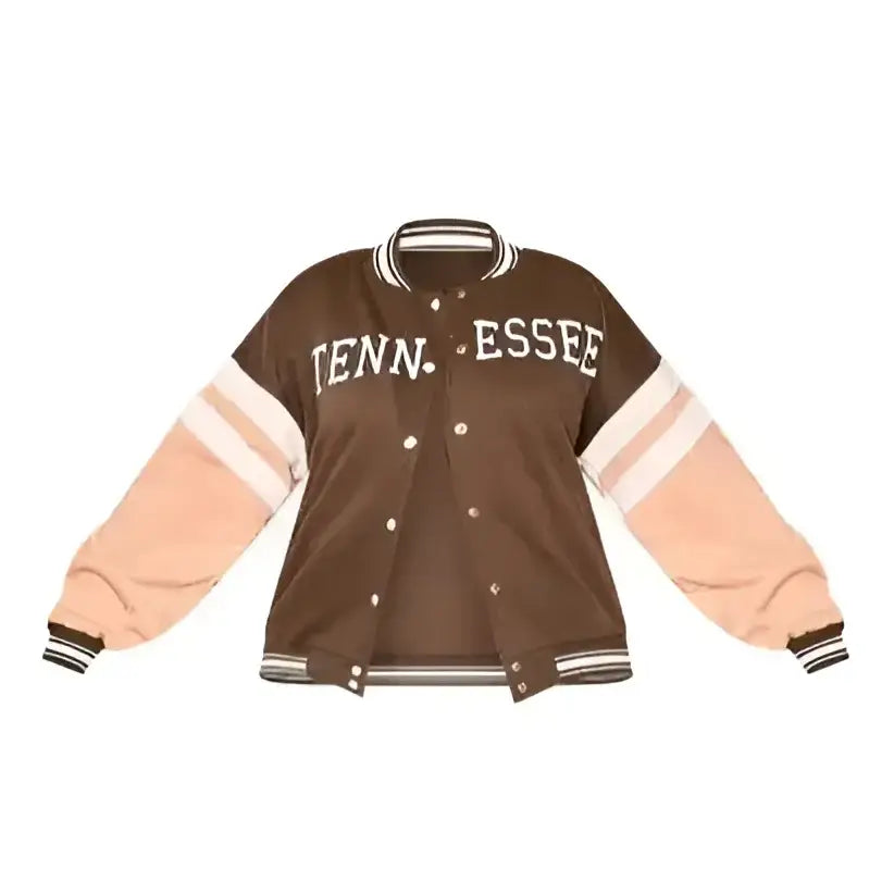 Women's Brown Leather Varsity Bomber Jacket