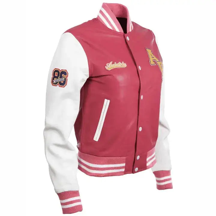 Women’s Leather Varsity Bomber Jacket
