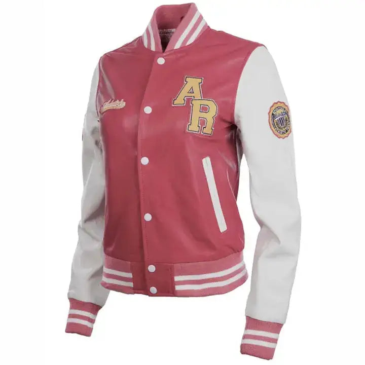 Women’s Leather Varsity Bomber Jacket