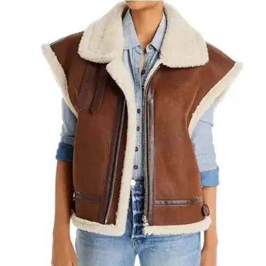 Women’s WWII B3 Aviator Sheepskin Vest