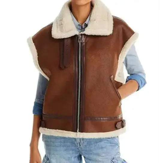 Women’s WWII B3 Aviator Sheepskin Vest