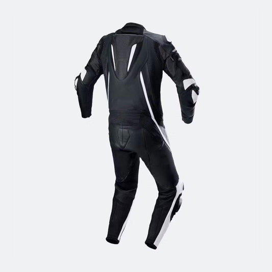 StealthPro Black & White Leather Biker Suit