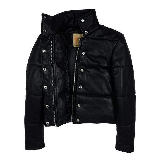 Black Puffer Leather Jacket