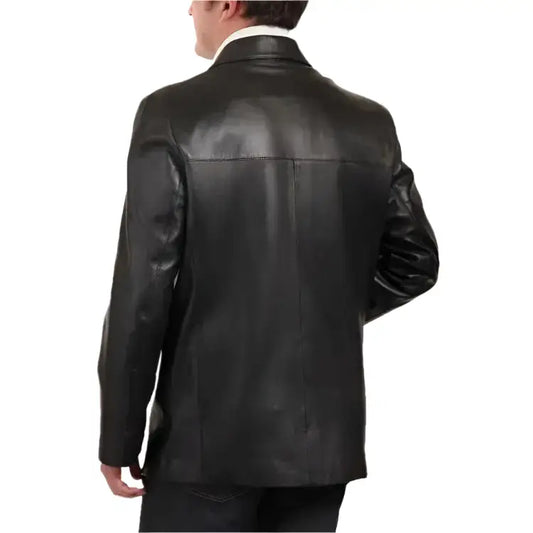 Mens Black Lambskin Leather Blazer Coat