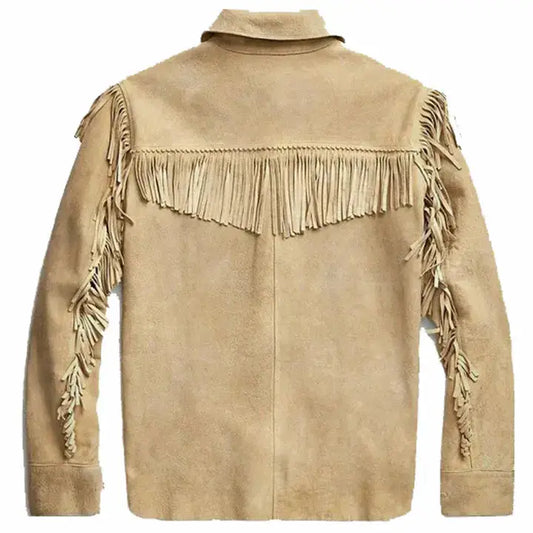 Men's Brown Suede Western Fringe Leather Jacket